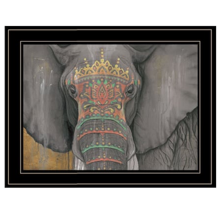 Homeroots Tattooed Elephant 2 Black Framed Print Wall Art 404337