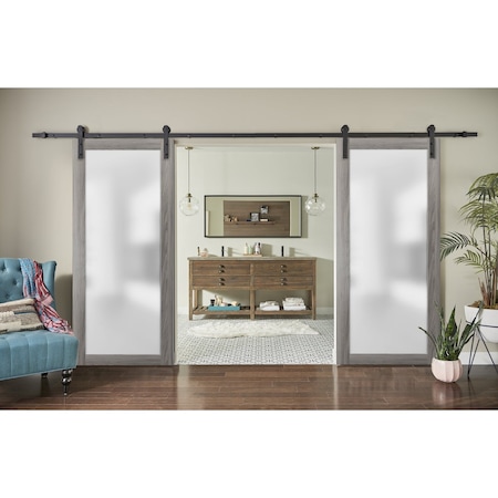 Sartodoors Sliding Double 56x96 Planum 2102 Ginger Ash 13' Rails Hangers Stops Hardware Set Modern Core Wood PLANUM2102DB-GA-5696