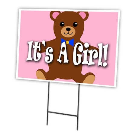 Signmission Its A Girl! Yard Sign & Stake outdoor plastic coroplast window C-1216 Its A Girl!