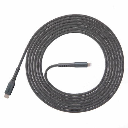Ventev Chargesync Alloy USB C to Apple Lightning Cable 10ft, Steel AC10-STL256520