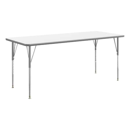 Flash Furniture Wren 72 in x 30 in Adjustable Height Activity Table, Thermal Laminate Top, Standard Legs, White XU-A3072-REC-WHT-T-A-GG