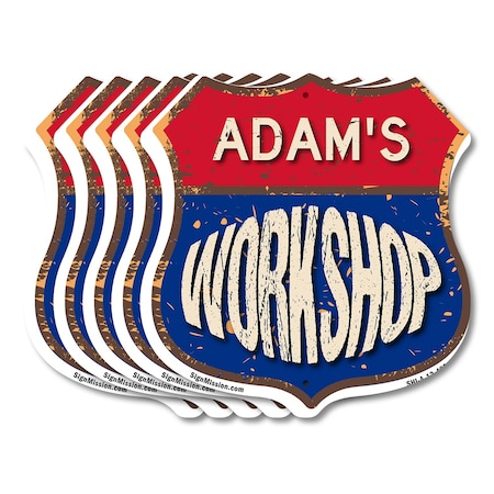 Signmission Adam's Workshop, 12 inch X 12 inch, Aluminum Metal Sign, 5PK SHI-A-5Pack-12-489-ADAM