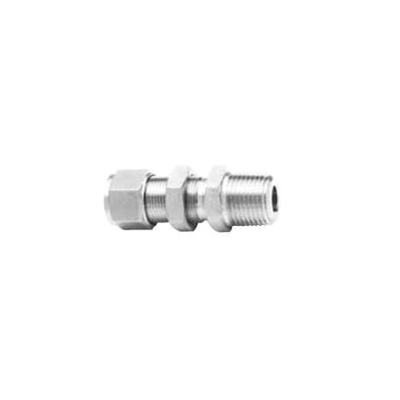Gyrolok Bulkhead Male Connector, BCM, 1/2in T x 1/2in MNPT, Brass Construction 8BCM8BR