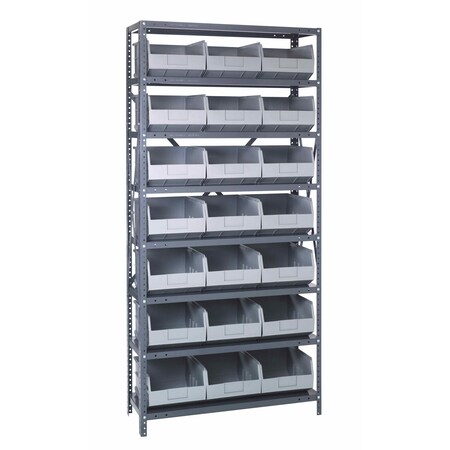 Quantum Storage Systems STEEL SHELVING UNIT W/ 21 BINS GRAY 2475-485GY