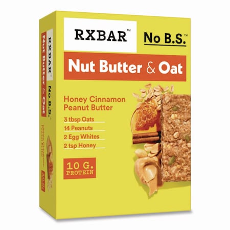 A.M. Rxbar Gluten-Free Honey Cinnamon Peanut Butter Protein Bar, 1.9 oz Bar, 12PK KEE00533