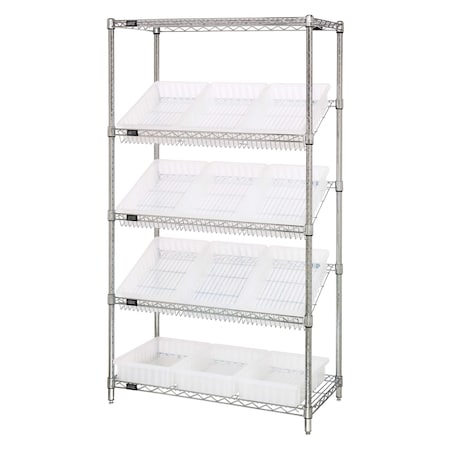 Quantum Storage Systems WIRE SHELVING UNIT W/12 CLEAR BINS WRS-5-92035CL
