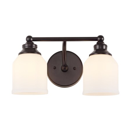 Jonathan Y Lydia 14" 2-Light Farmhouse Cottage Metal LED Vanity Light w/ Frosted Glass Shades, Oil Rubbed Bronze JYL7550C
