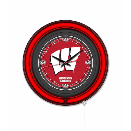 Holland Bar Stool University of Wisconsin W 15 Double Neon Wall Clock Clk15BK