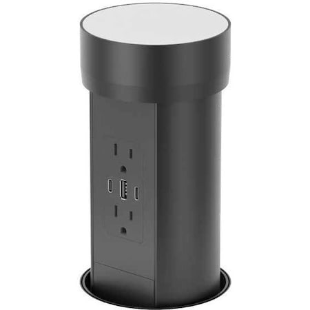 Docking Drawer Electrical Charging Outlet Pop-Up 2 AC 2 USB-C 1 USB-A Black 15 Amps for Countertop 1514-730B