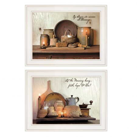 Homeroots Set Of Two By Grace 4 White Framed Print Kitchen Wall Art, 2PK 405876