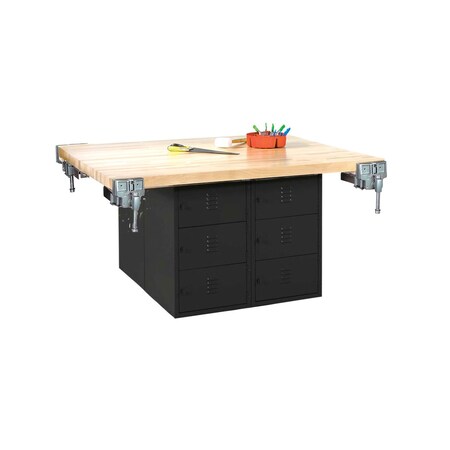 Diversified Spaces Forum 4 Station Workbench, w/Locker Maple WB12BL-4V