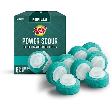 Scotch-Brite Power Scour Series Disposable Scrubbing Pad, Polyethylene, Teal, 8PK 559-PS-RF-6