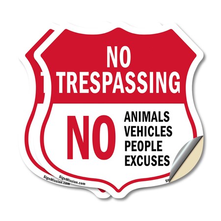 Signmission No Trespassing Shield Sign No Animals Ve, 12 inch X 12 inch, Vinyl Decal, 2PK SHI-D-2PACK-12-413