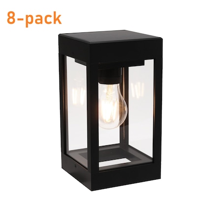 Techko Outdoor Solar Wall Light Edison LED Bulb Aluminum Metal Black Sconce , 8PK STL-315-1 (8-pack)