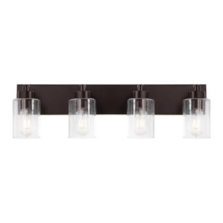 Jonathan Y Irving 27.75" 4-Light Seeded Glass/Iron Modern Contemporary LED Vanity Light, Oil Rubbed Bronze JYL7558E