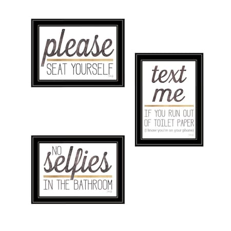 Homeroots Set Of Three Toilet Humor Black Framed Print Wall Art, 3PK 408221