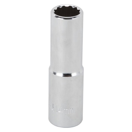 Vulcan Drive Socket, 14 mm Socket, 1/2 in Drive, 12-Point, Chrome Vanadium Steel, Chrome, MT6528975 MT6528975