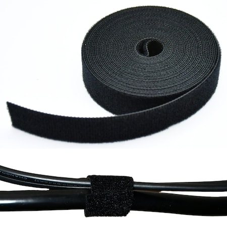 Grizzly Supply Hook and Loop Continuous Roll, 15 ft L, 0.75 in W, Cut to length, No Adhesive, Black, 1PK GS-HL3/4-0-15