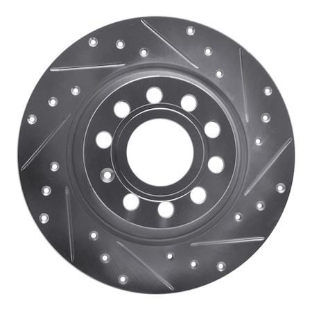 Dynamic Friction Co DFC Brake Rotor - Drilled and Slotted - Silver 631-74055R