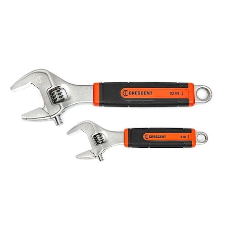 Crescent Adj Wrench Set, 6/10in, Chrome, Cush Grip AC3610CVS