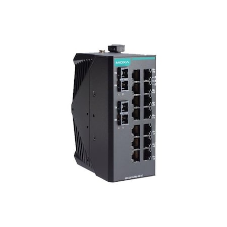 Moxa Unmanaged Ethernet switch with 14 10/100BaseTX ports, 2 100BaseFX singl EDS-2016-ML-SS-SC-T