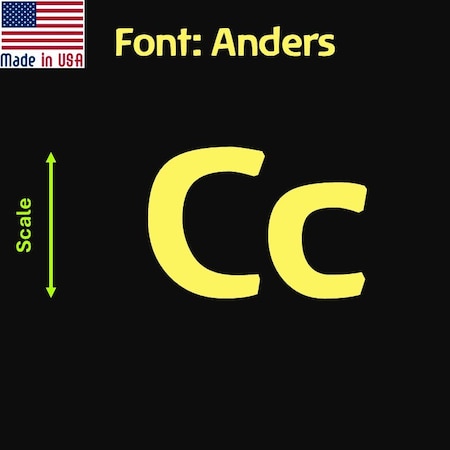 Aacc Self-Adhesive Vinyl Letter: c, Scale: 20 cm. Color: Yellow Font: Anders by, 4PK AACC-Anders-lc-Yellow-M20x4