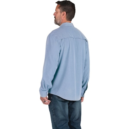 Berne Flex180 Mens XL Chambray Blue UPF Button Down Long Sleeve Shirt SH34CHBR480