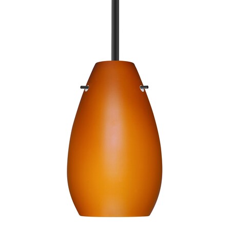 Besa Lighting Besa Pera 9 Stem Pendant, Amber Matte, Black Finish, 1x 9W LED 1TT-412680-LED-BK