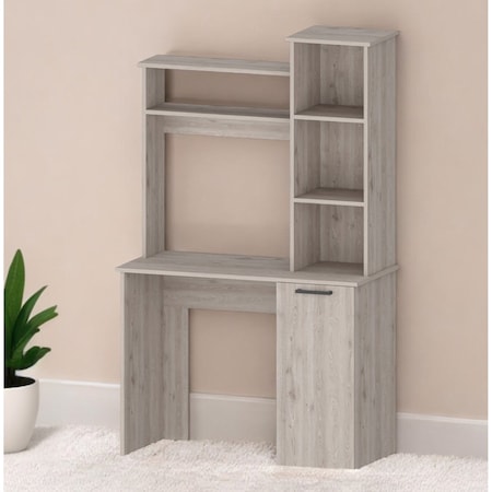 Homeroots 39" Gray Computer Desk With Hutch 530195