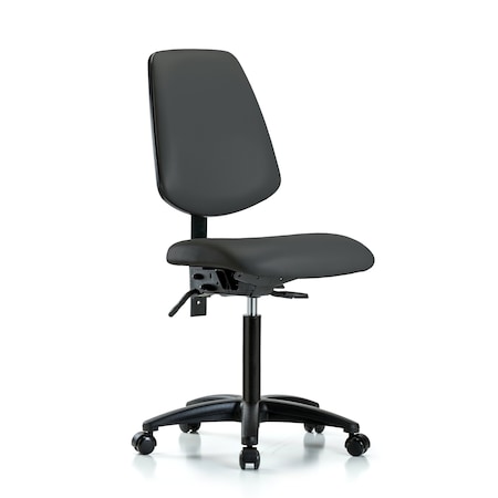 Blue Ridge Ergonomics Vinyl, Polyurethane Foam, Charcoal, 22" to 29" Seat Height, No Arms Arms, Rolling BR-VMBCH-MB-RG-T0-A0-NF-RC-8605