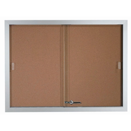 Aarco Enclosed Bulletin Boards w/ Sliding Glass Doors Satin Anodized Aluminium 36"x48" SBC3648