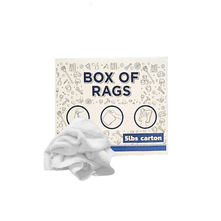 Supremeplus Recycled White Terry Towel Cleaning Rags, 5 lbs. Box SP-8285