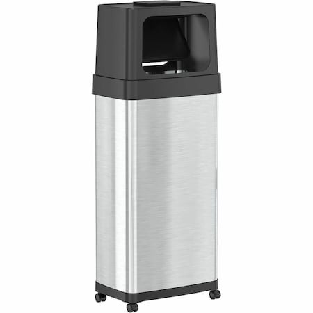 Hls Commercial 24 gal Rectangular Indoor Metal Can, Silver, Push Door, Stainless Steel, 11 in HLS24DPO