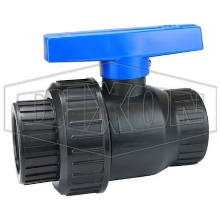 Dixon Direct Acting Single Union Ball Valve, 1-1/2 in Nominal, FNPT End Style, Polypropylene Body, Full Po SUBV150