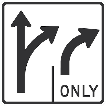 Lyle Right Only (symbol) Right Straight Arrow (symbol), 36x36, Engineer Grade, White G-16465-EG_36x36