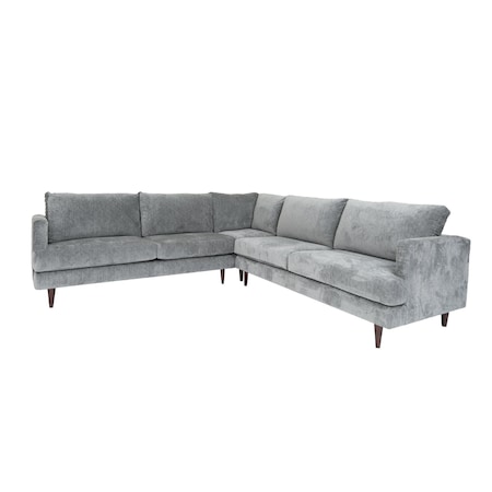 Homeroots Silver Velvet L Shaped Three Piece Sectional 530515