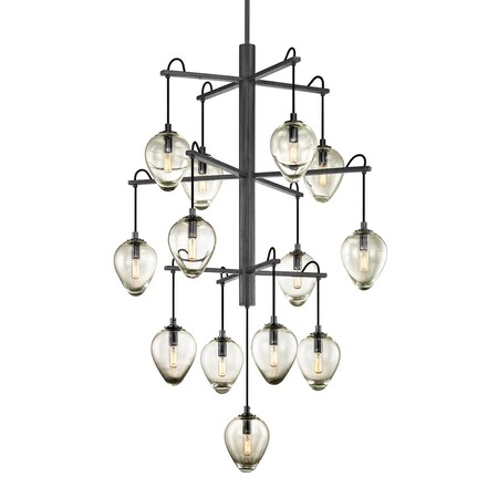 Troy Lighting Brixton 13 Light Chandelier 36 In. Graphite/Black Chrome F6208-GRA/BCR