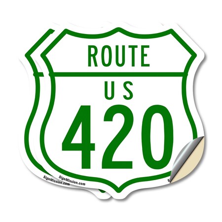 Signmission Route Marker Shield Sign Us 420, 6 inch X 6 inch, Vinyl Decal, 2PK SHI-D-2PACK-6-477