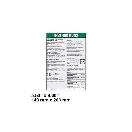 Genie REPLACEMENT DECAL, OPERATOR INSTRUCTIONS T107030GT