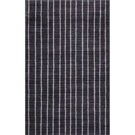 Jonathan Y Orton Distressed Ticking Stripe Non-Slip Machine-Washable Charcoal/Cream 8 ft. x 10 ft. Area Rug WSH519C-8
