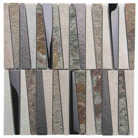 Apollo Tile Gray 11.8 in x 11.8 in Glass, Stone Polished Floor and Wall Mosaic Tile 4.83 sqft/case, 5PK APLHTC88531-MA