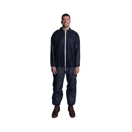 Vguard Spunbond Polypropylene Coverall, 28gsm, Blue, Elastic Wrists & Ankles, 5XL, 25PK BC12A28