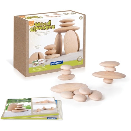 Guidecraft Wood Stackers, River Stones, 20 Pieces G6771