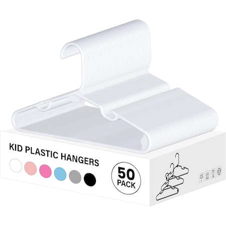 Simple Deluxe Kids Plastic Hangers, Non-Slip 11.5 Inch Baby Hangers, White, 50PK HKHANGPLASTCKID50WHT