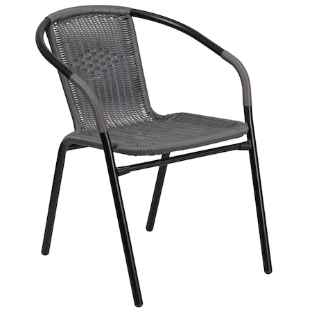 Flash Furniture Gray Rattan Indoor-Outdoor Stack Chair TLH-037-GY-GG