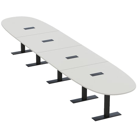 Skutchi Designs 18ft Boval Conference Table With Power | Harmony Series | 18 Person Meeting Room Table HAR-BOVL-48X216-T.BK-U779-EBLK