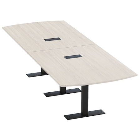 Skutchi Designs 10ft Arc Rectangle Conference Table With Power | Harmony Series | 10 Person Meeting Room Table HAR-AREC-48X120-T.BK-K458-EBLK