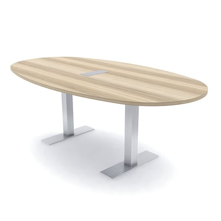 Skutchi Designs 6 Person Conference Table With Power Unit | 7' Boval Table | Harmony Series HAR-BOVL-48X84-T-K525-ESIL