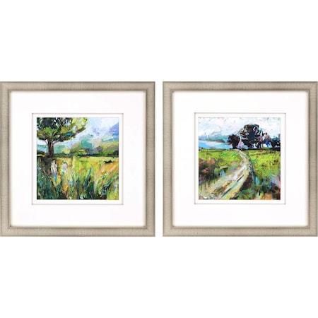 Homeroots Set Of Two Wildflower Meadow Gold Framed Print Wall Art, 2PK 416433