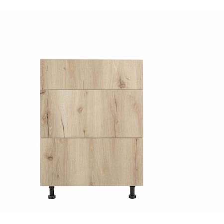 Cambridge Radiance 30in Wx24in Dx34.50in H Ready to Assemble Slab Drawer Base Kitchen Cabinet in Light Oak SA-DB30-LO-KIT